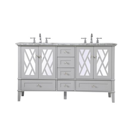 Elegant Decor 60 Inch Double Bathroom Vanity Set In Grey VF30260DGR